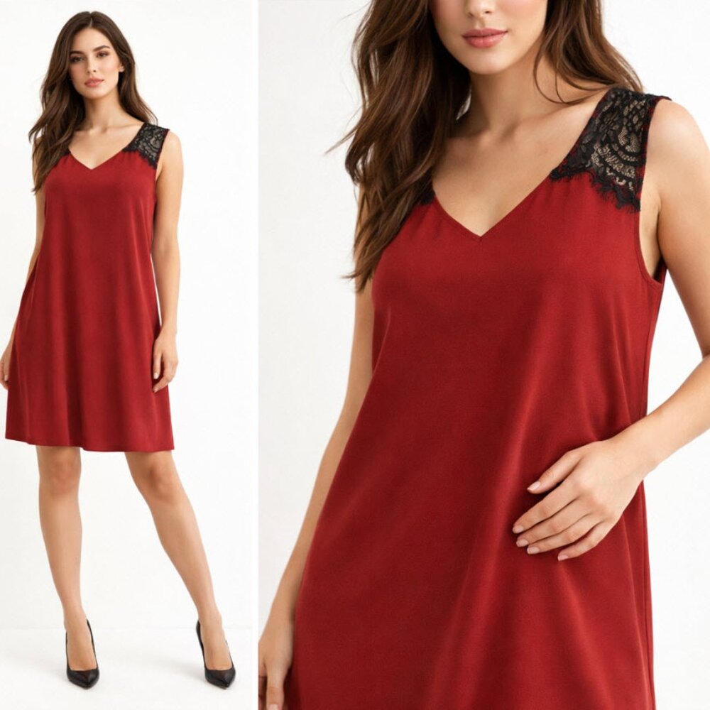 RW&CO Red Sheath Dress V-Neck Sleeveless Size large